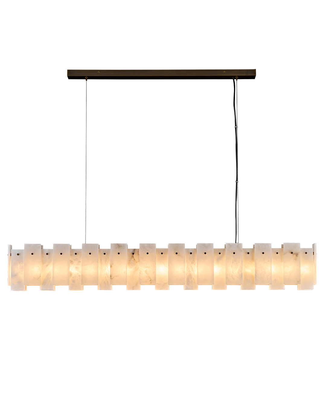 Alabaster Panel Bar Pendant L120 Antique Brass