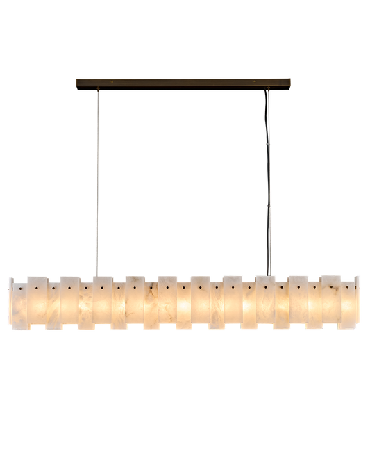 Alabaster Panel Bar Pendant L120 Antique Brass