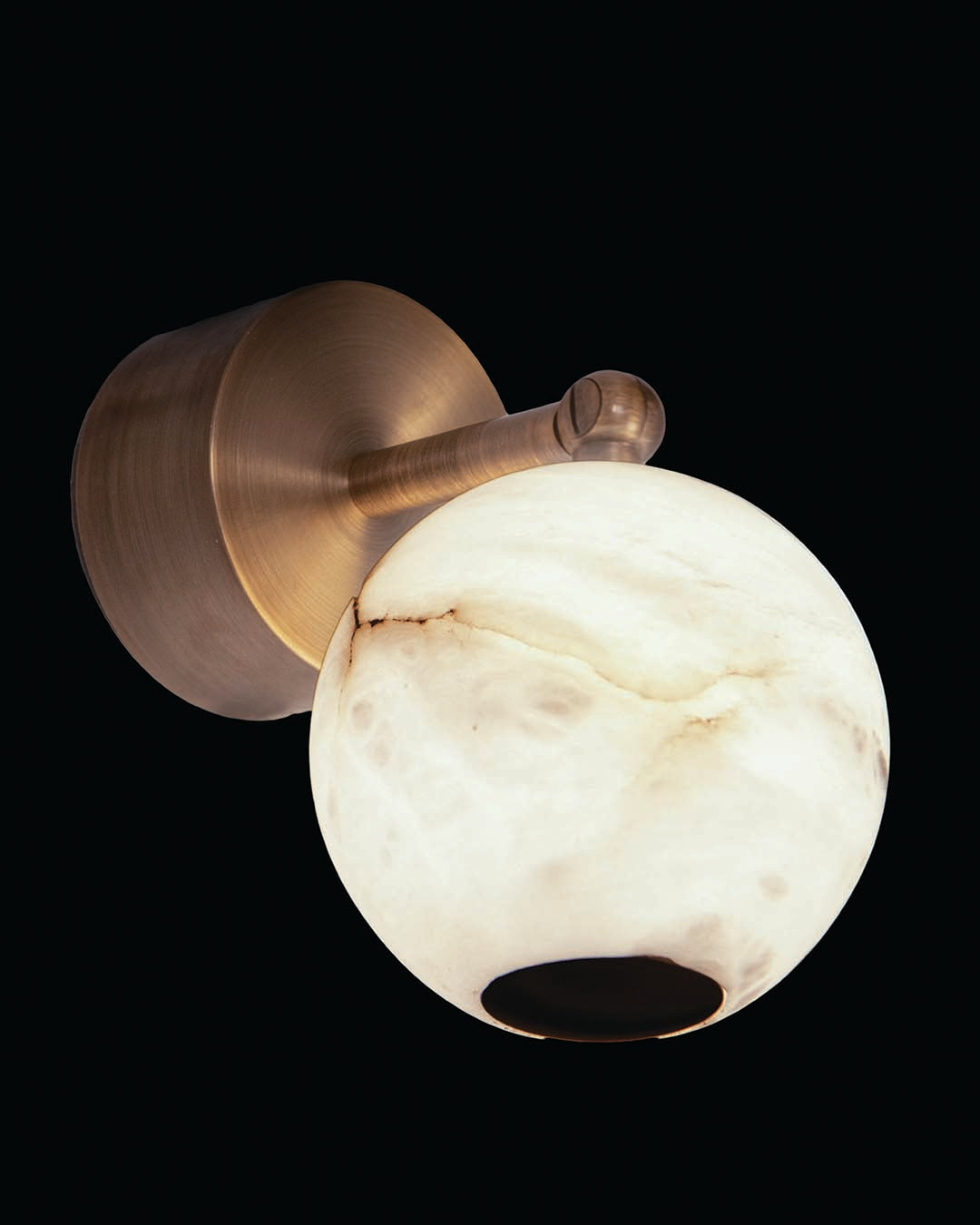 Alabaster Globe Wall Light Antique Brass D10 Globe