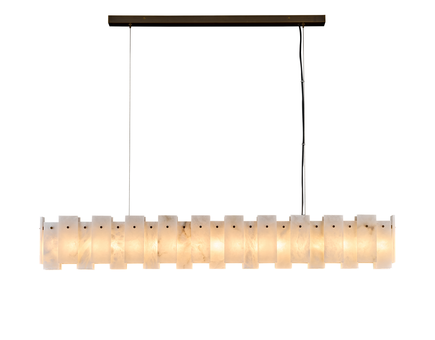 Alabaster Panel Bar Pendant L120 Antique Brass