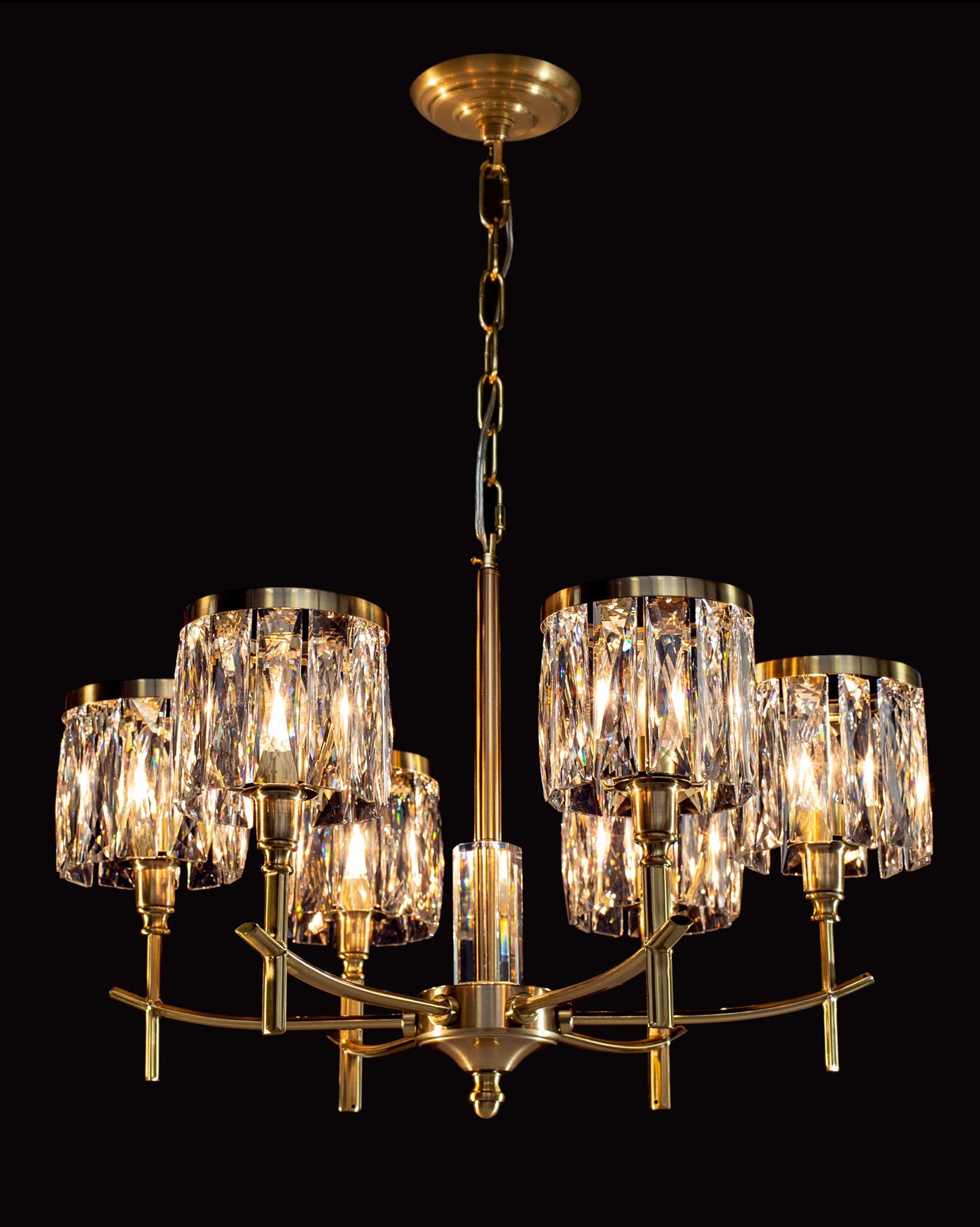 Opulence 6 Arm Chandelier Gold opulence chandeliers Bedroom Lounge Kitchen Hallway MD737D-6ASG illuminati light
