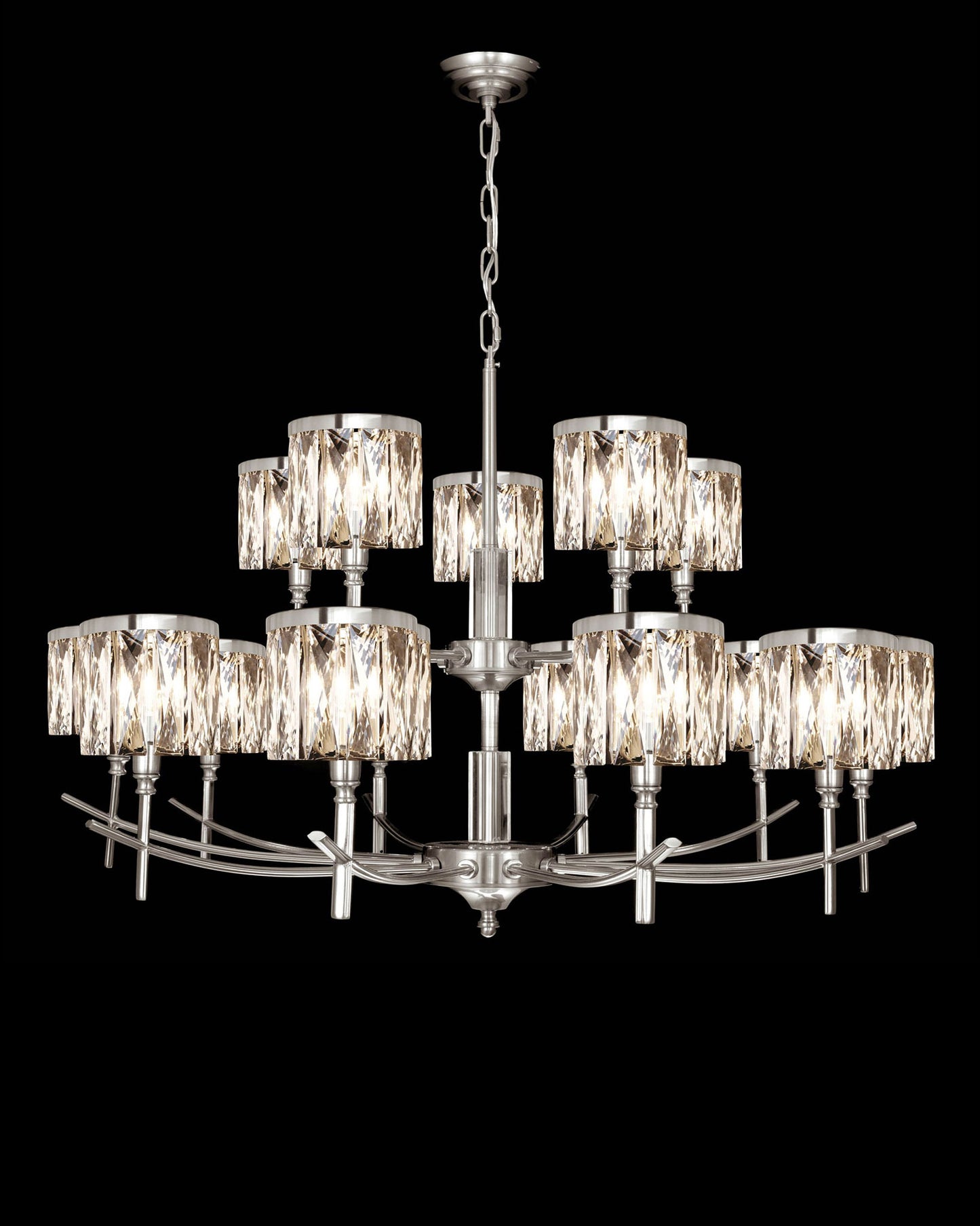 Opulence 15 Arm Chandelier Satin Nickel opulence chandeliers Bedroom Lounge Kitchen Hallway MD737D-15ASN illuminati light