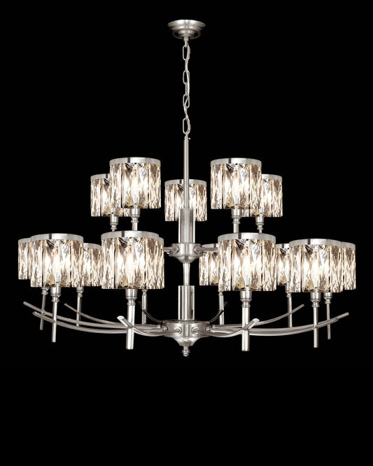 Opulence 15 Arm Chandelier Satin Nickel opulence  chandeliers  Bedroom  Lounge  Kitchen  Hallway MD737D-15ASN illuminati light