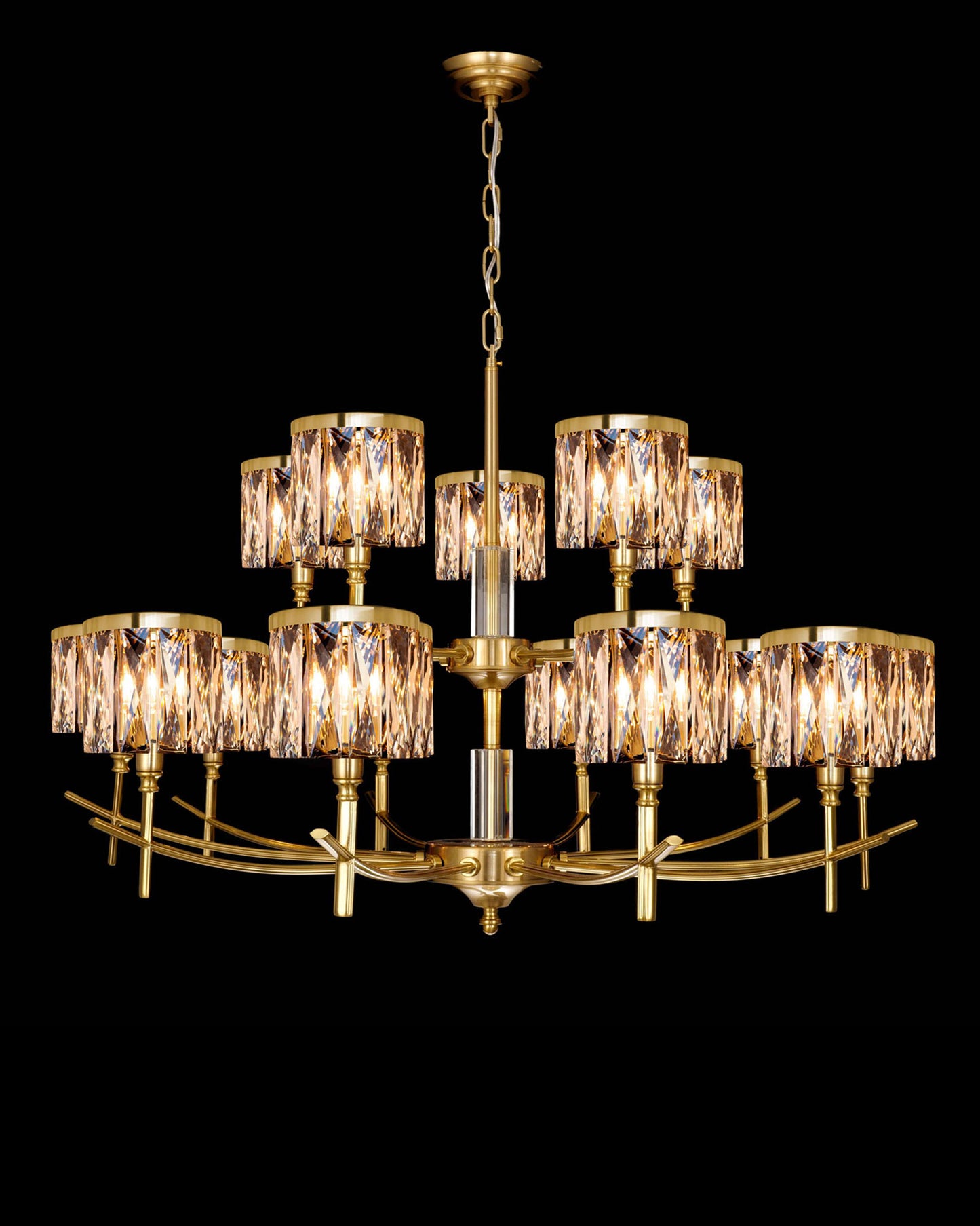 Opulence 15 Arm Chandelier Gold opulence chandeliers Bedroom Lounge Kitchen Hallway MD737D-15ASG illuminati light