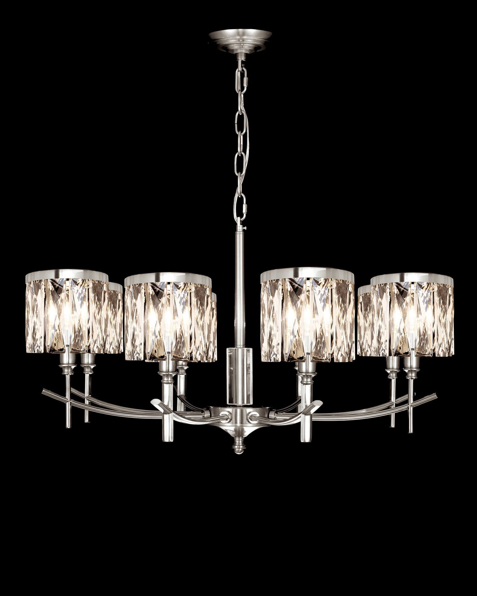 Opulence 8 Arm Chandelier Satin Nickel opulence  chandeliers  Bedroom  Lounge  Kitchen  Hallway MD737D-8ASN illuminati light