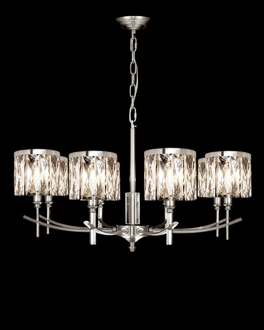 Opulence 8 Arm Chandelier Satin Nickel opulence  chandeliers  Bedroom  Lounge  Kitchen  Hallway MD737D-8ASN illuminati light