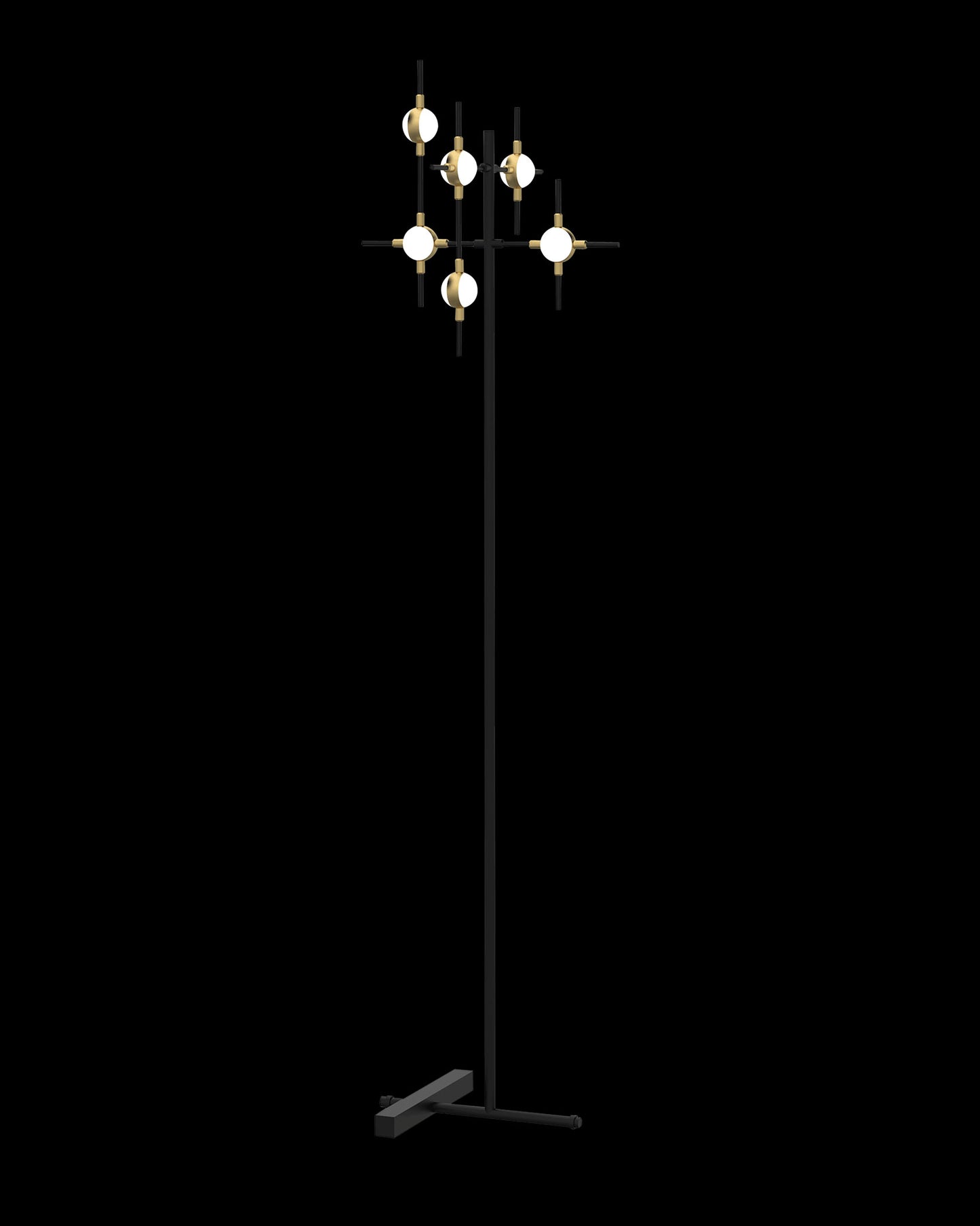 Molecular 6Lt Floor Lamp Black With Gold Model D molecular floor-lights Bedroom Lounge Kitchen Hallway ML18001067-6DBG illuminati light