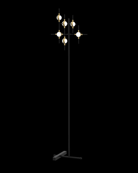 Molecular 6Lt Floor Lamp Black With Gold Model D molecular  floor-lights  Bedroom  Lounge  Kitchen  Hallway ML18001067-6DBG illuminati light