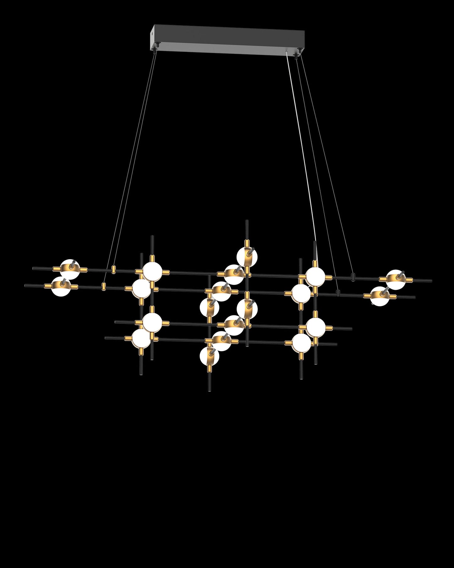 Molecular 20Lt Pendant Black With Gold Model F molecular ceiling-pendant-lights Bedroom Lounge Kitchen Hallway MD18001067-20FBG illuminati light