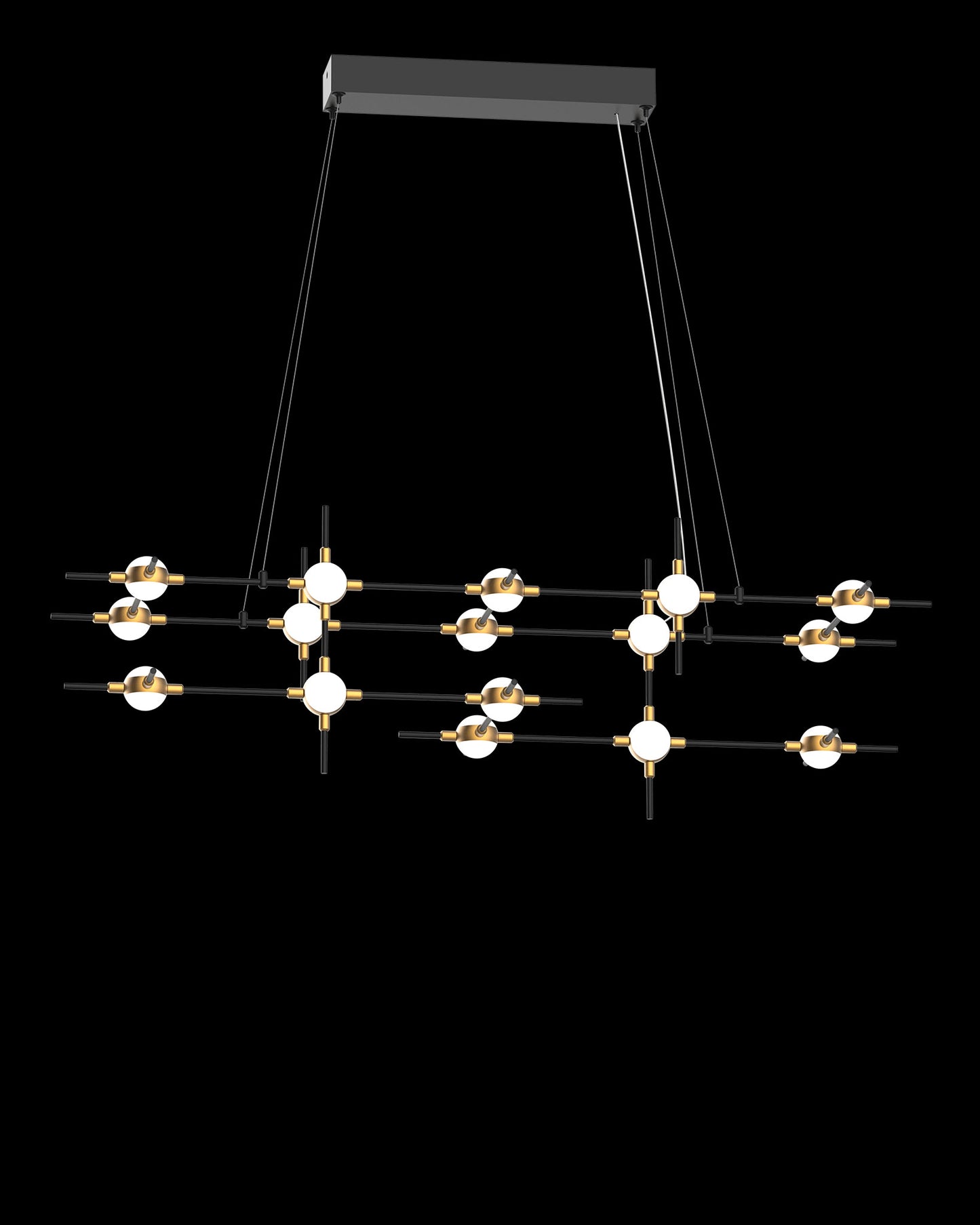 Molecular 16Lt Pendant Black With Gold Model D molecular ceiling-pendant-lights Bedroom Lounge Kitchen Hallway MD18001067-16DBG illuminati light