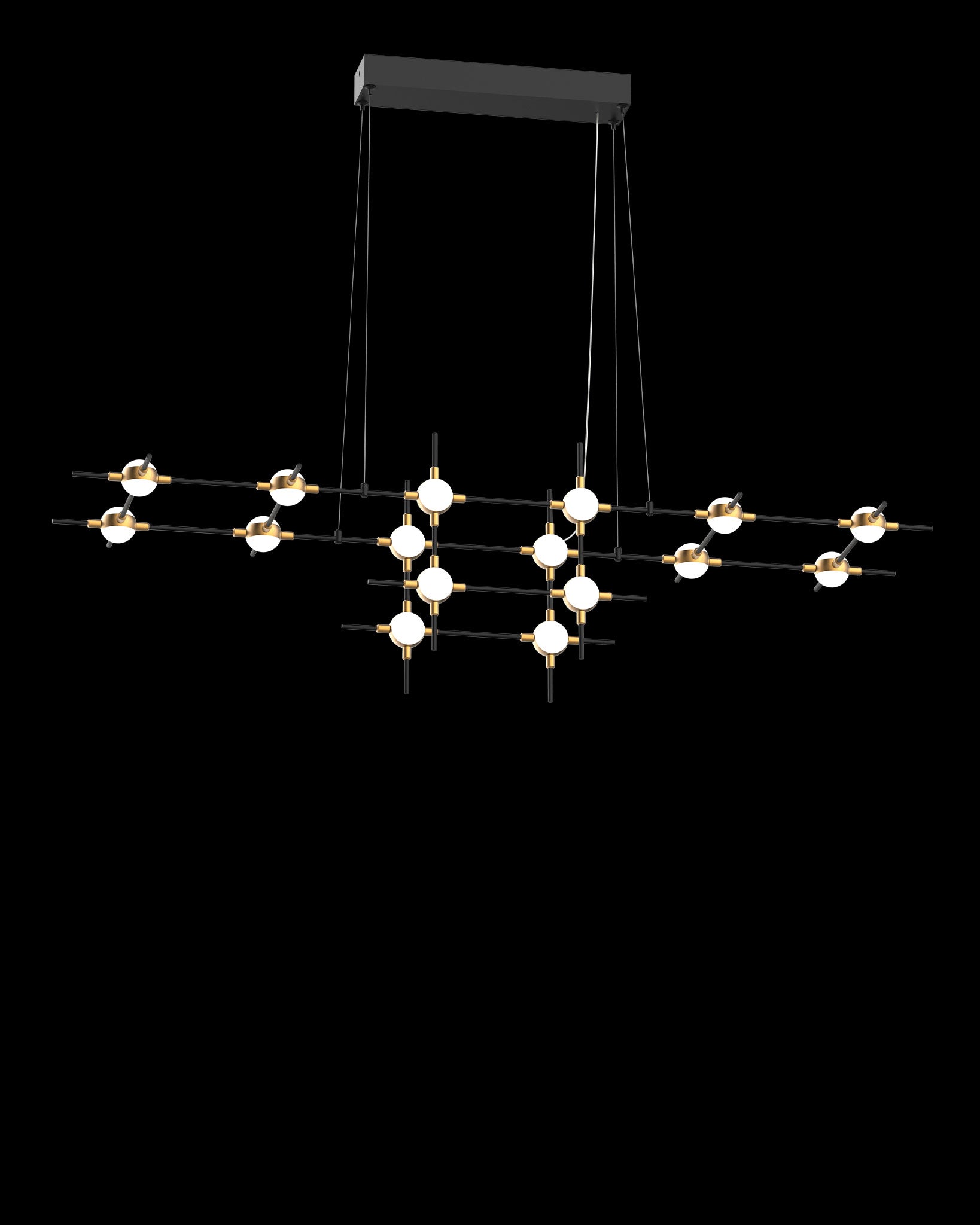 Molecular 16Lt Pendant Black With Gold Model B molecular  ceiling-pendant-lights  Bedroom  Lounge  Kitchen  Hallway MD18001067-16BBG illuminati light