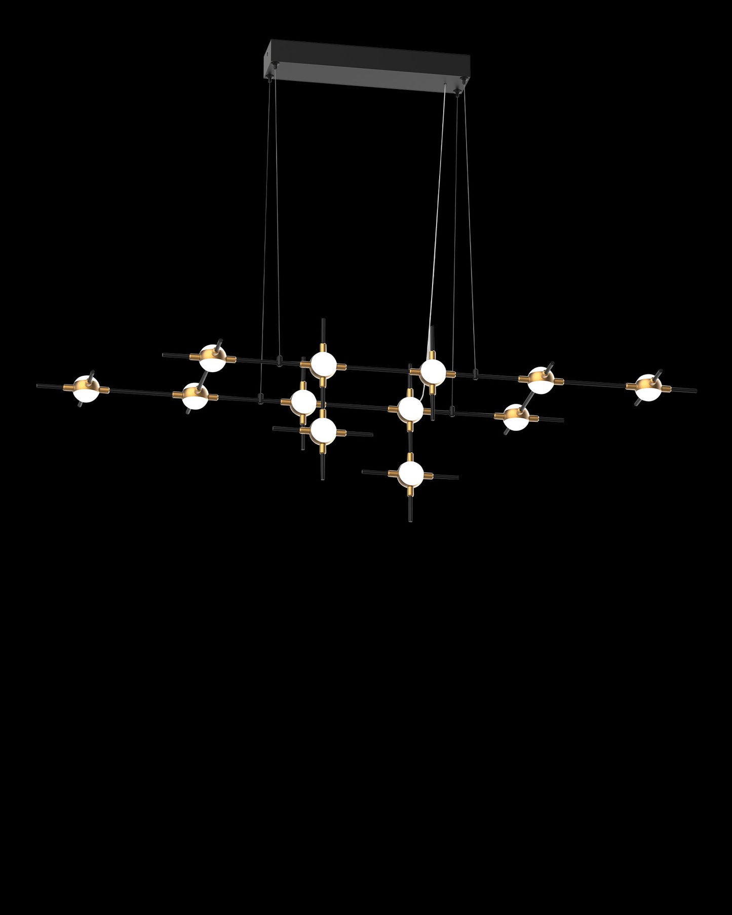 Molecular 12Lt Pendant Black With Gold Model I molecular ceiling-pendant-lights Bedroom Lounge Kitchen Hallway MD18001067-12IBG illuminati light