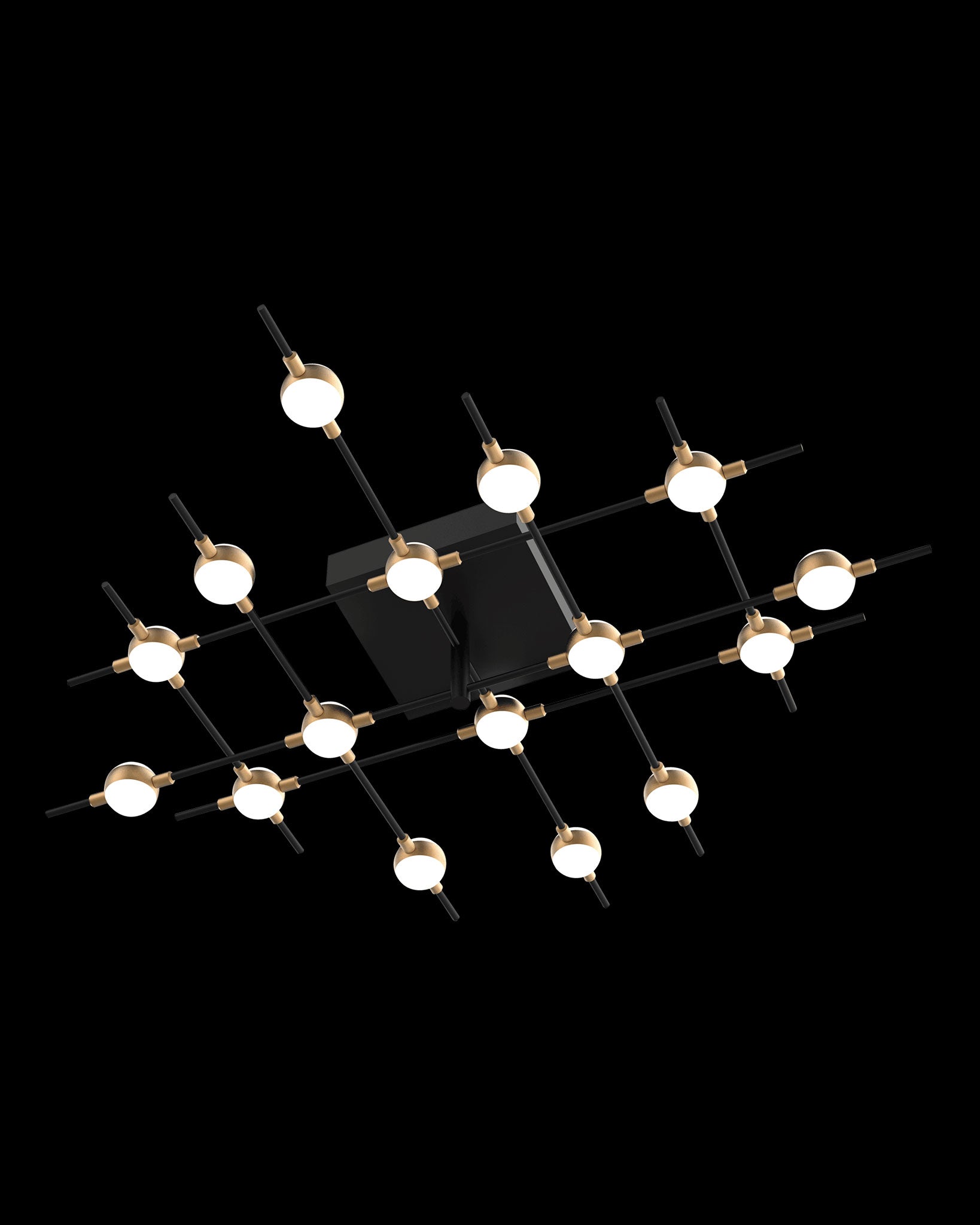 Molecular 16Lt Ceiling Black With Gold Model A molecular  ceiling-pendant-lights  Bedroom  Lounge  Kitchen  Hallway MX18001067-16ABG illuminati light