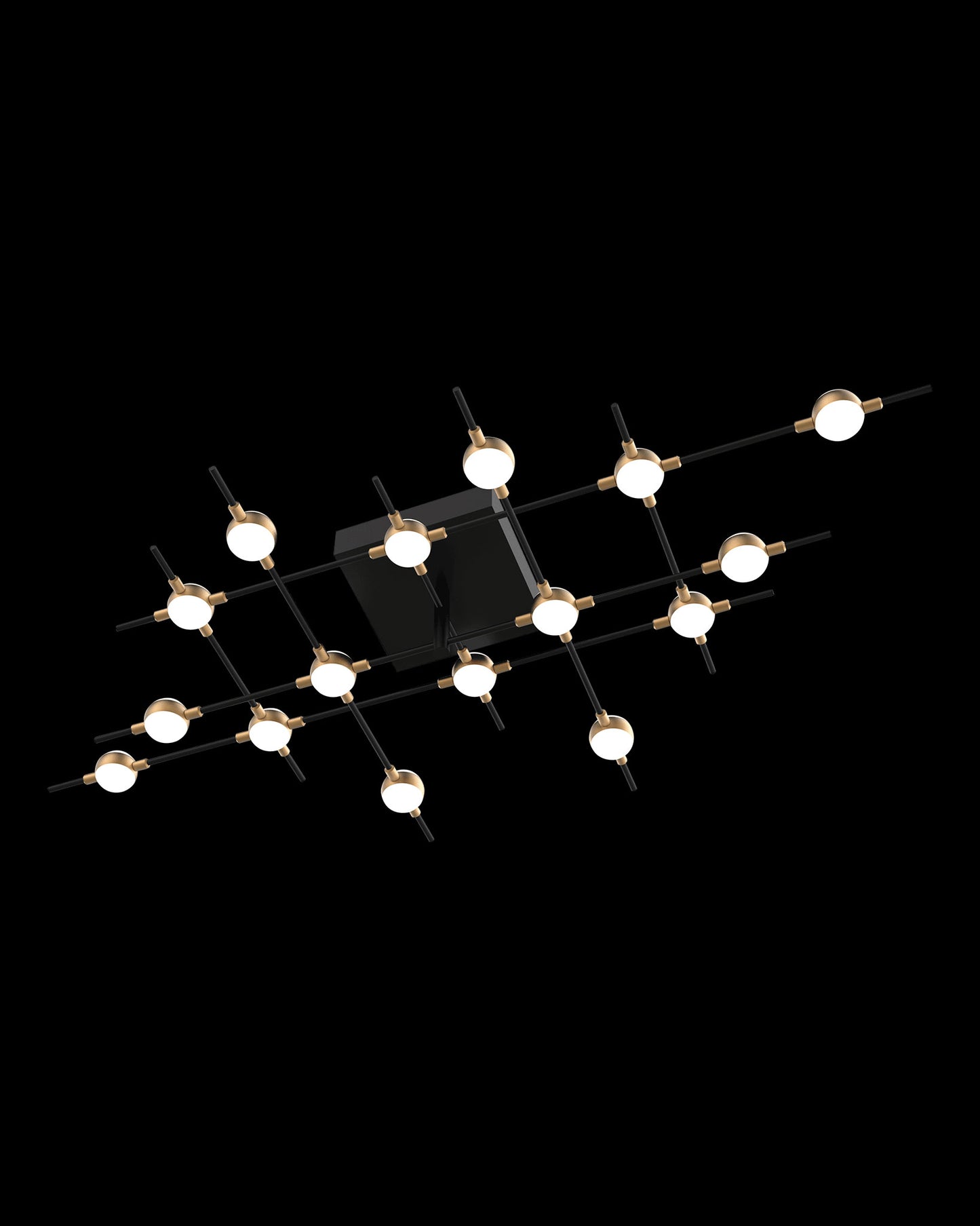 Molecular 16Lt Ceiling Black With Gold Model D molecular ceiling-pendant-lights Bedroom Lounge Kitchen Hallway MX18001067-16DBG illuminati light