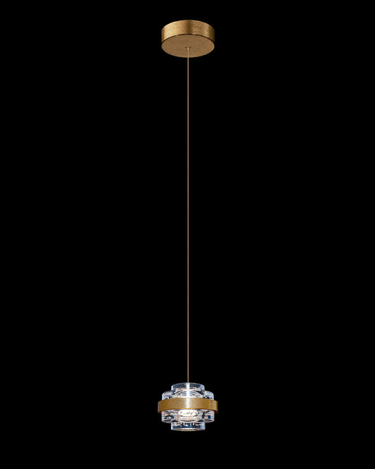 Geo LED Single IP44 Clear Pendant Brushed Gold Dimmable geo  ceiling-pendant-lights  Bedroom  Lounge  Kitchen  Hallway  Bathroom MD22030002-1ABG illuminati light