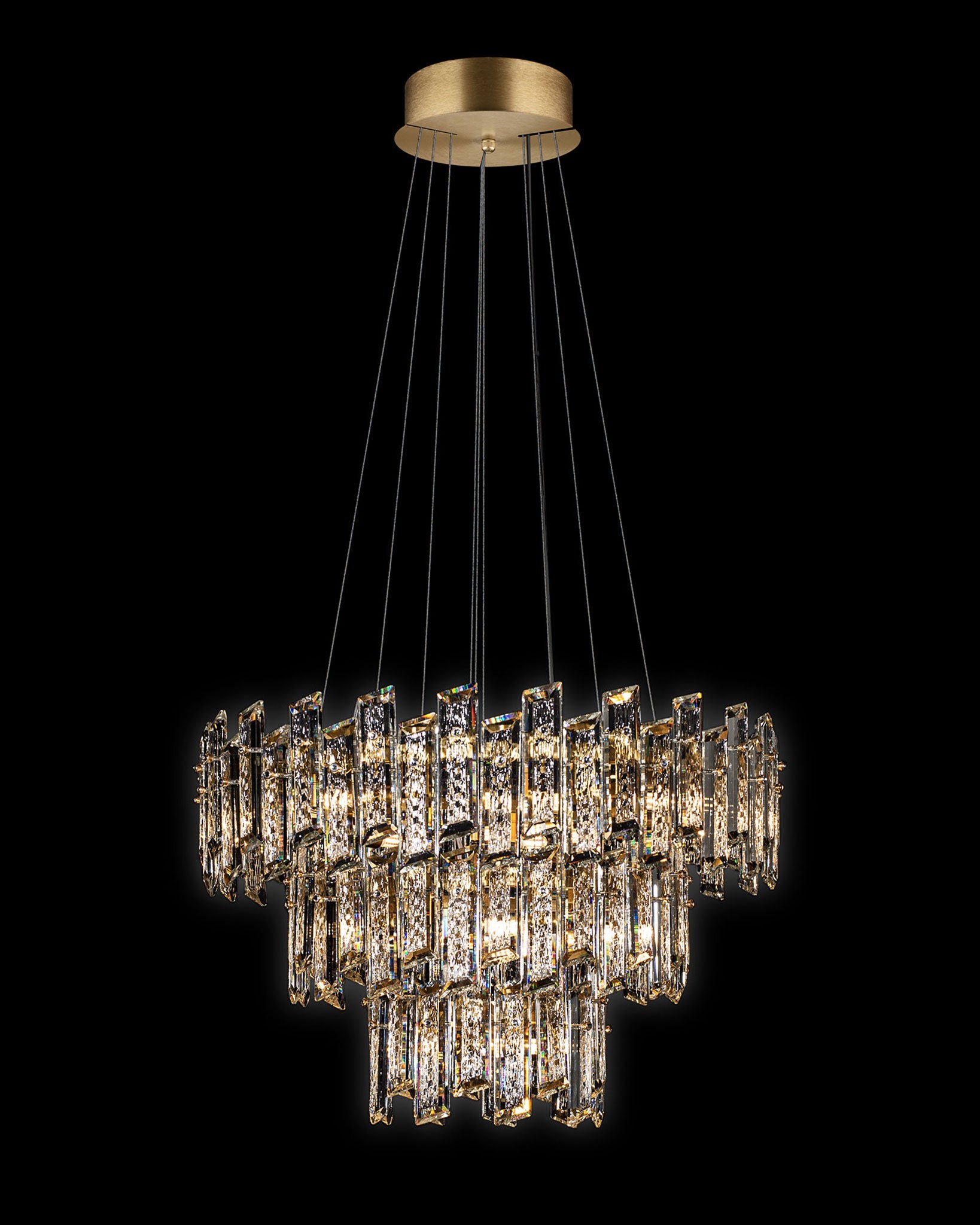 Crisiante Pendant 3 Tier 3/6/9Lt Gold crisiante  ceiling-pendant-lights  staircase-lights  Bedroom  Lounge  Kitchen  Hallway MD22020110-27CGOL illuminati light
