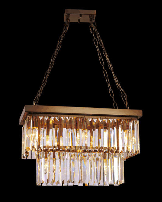 Crystalline Small Retangular Pendant Antique Bronze Illuminati Light