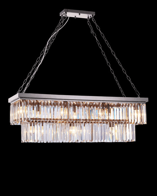 Crystalline Large Rectangular Pendant Satin Nickle Illuminati Light