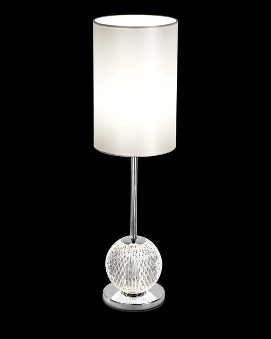 Diamante Single Table Lamp Chrome with Pearl Shade & Dimmer Light