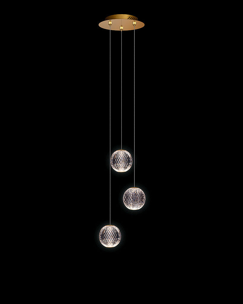 Diamante 3Lt Round Pendant Gold diamante ceiling-pendant-lights Bedroom Lounge Kitchen Hallway MD20001012-3AGOL illuminati light