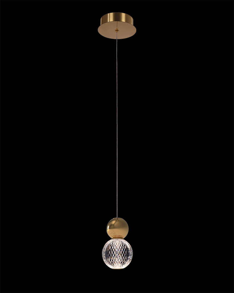 Diamante Embellished Single Droplet Pendant Gold Illuminati Light
