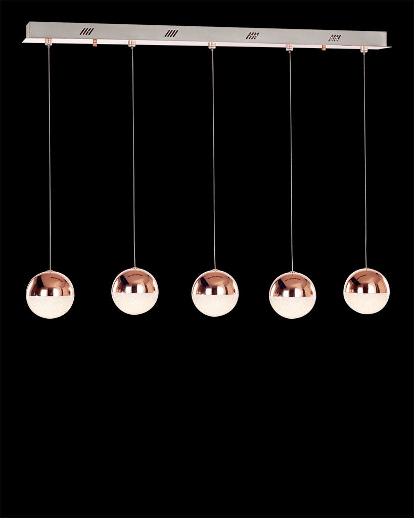Eclipse 5Lt Bar Pendant Copper Dimmable eclipse ceiling-pendant-lights Bedroom Lounge Kitchen Hallway MD14003057-5DCPR illuminati light