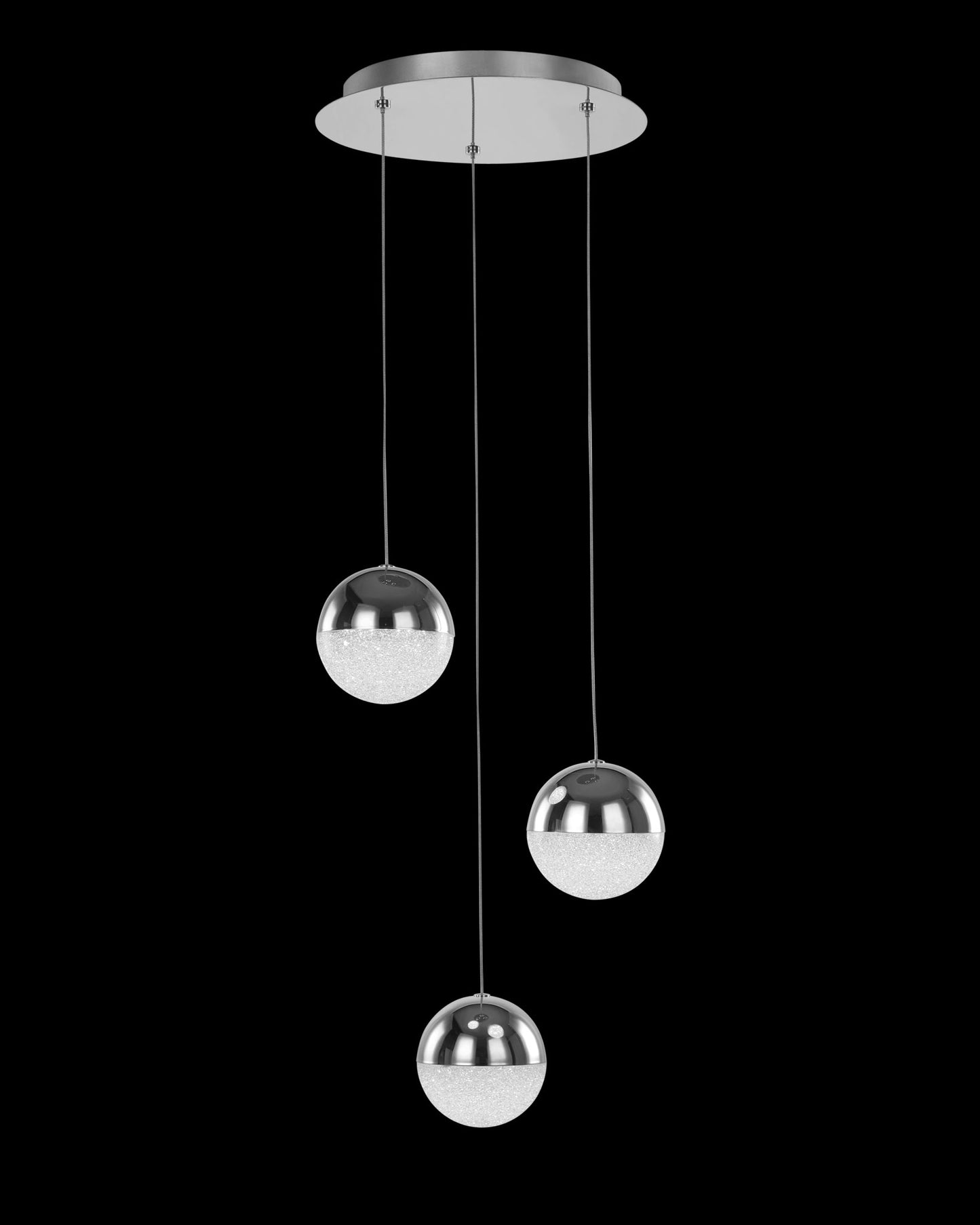 Eclipse 3Lt Round Pendant Chrome Dimmable eclipse ceiling-pendant-lights Bedroom Lounge Kitchen Hallway MD14003057-3ACHR illuminati light