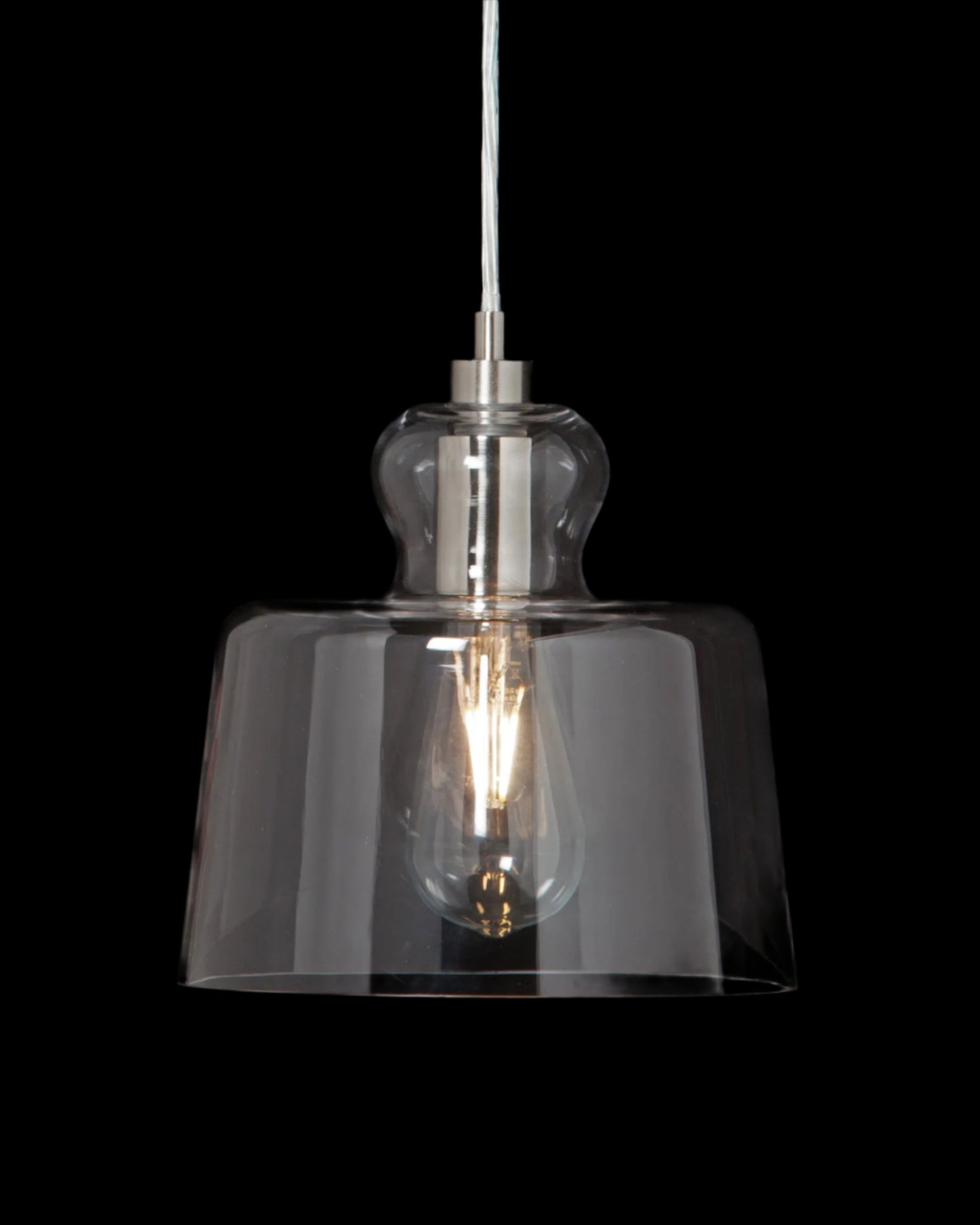 Harry Drum Single Pendant Satin Nickel glass-pendant-collection ceiling-pendant-lights Bedroom Lounge Kitchen Hallway MD18027549-1FSN illuminati light
