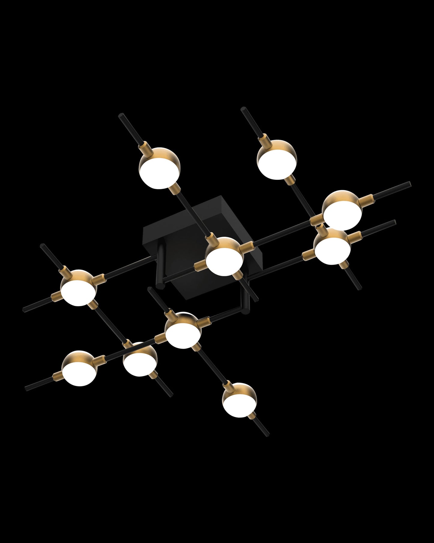 Molecular 10Lt Ceiling Black With Gold Model C molecular ceiling-pendant-lights Bedroom Lounge Kitchen Hallway MX18001067-10CBG illuminati light