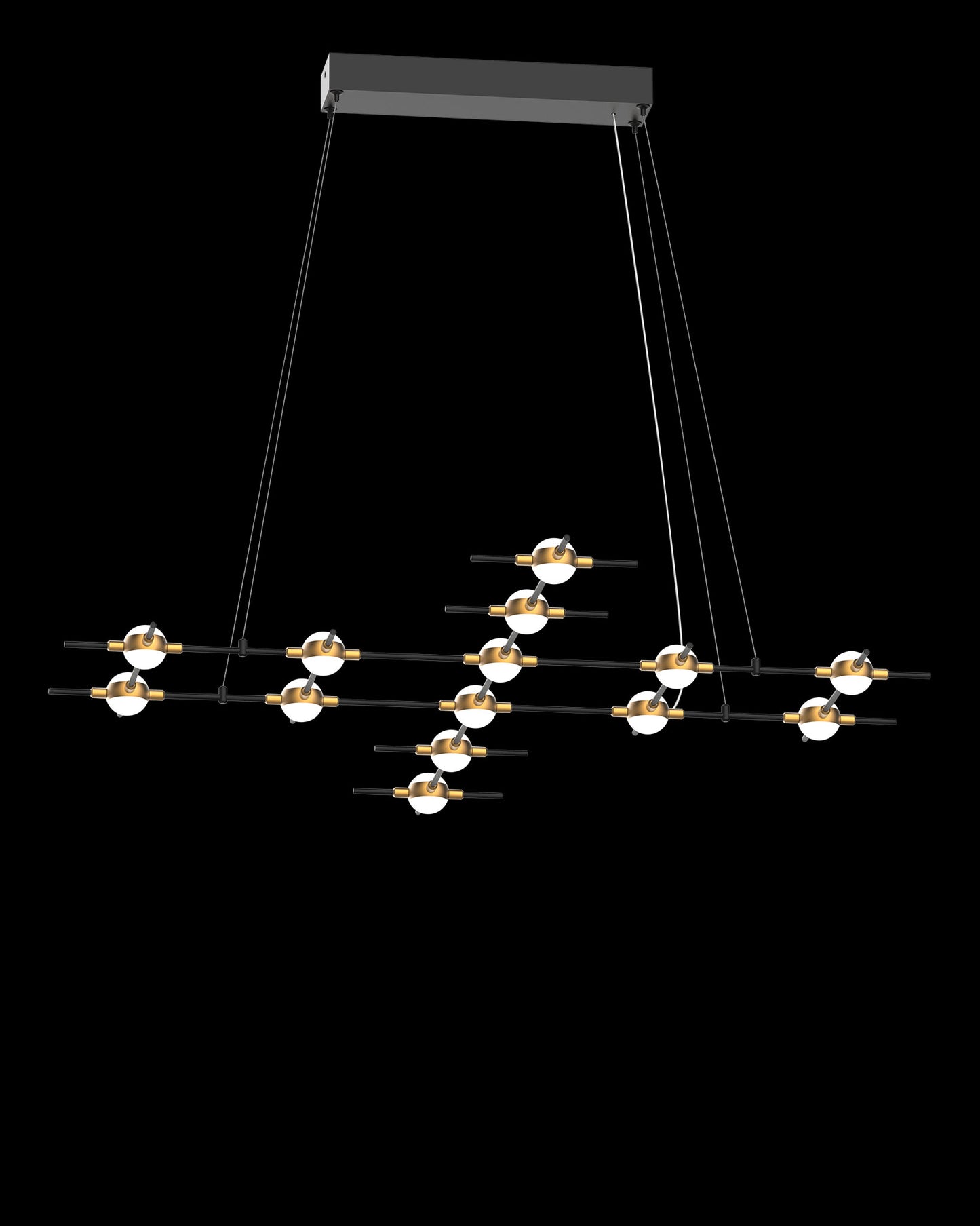 Molecular 14Lt Pendant Black With Gold Model H molecular ceiling-pendant-lights Bedroom Lounge Kitchen Hallway MD18001067-14HBG illuminati light