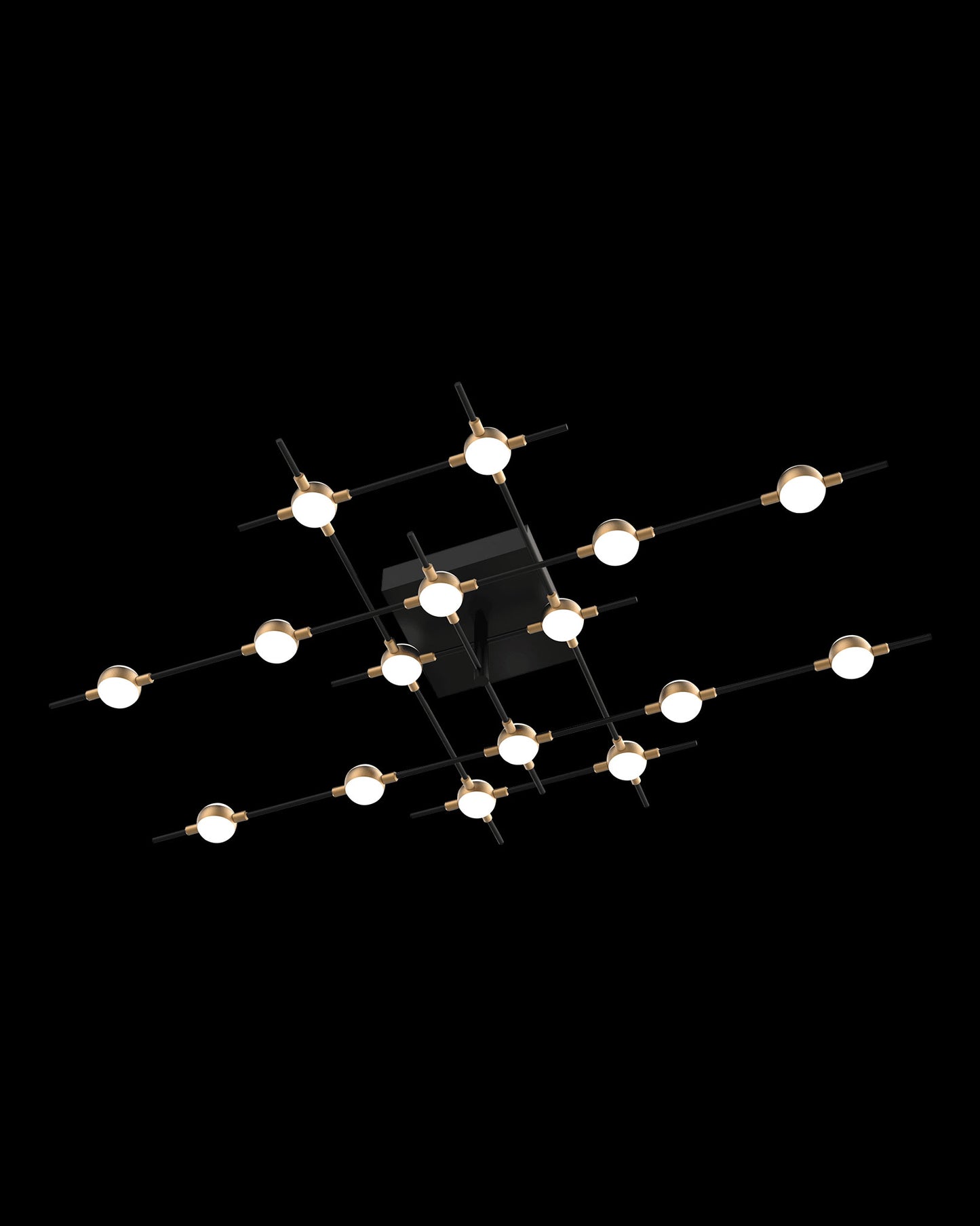 Molecular 16Lt Ceiling Black With Gold Model C molecular ceiling-pendant-lights Bedroom Lounge Kitchen Hallway MX18001067-16CBG illuminati light