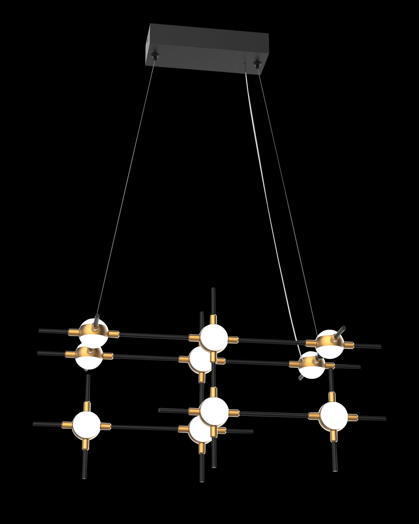 Molecular 10Lt Pendant Black With Gold Model F molecular ceiling-pendant-lights Bedroom Lounge Kitchen Hallway MD18001067-10FBG illuminati light