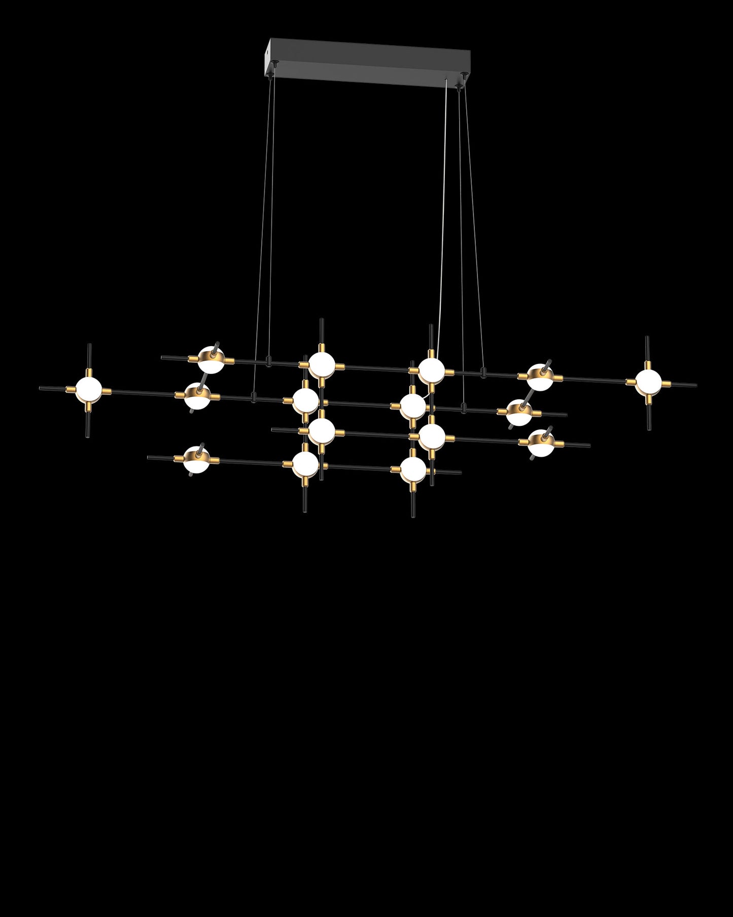 Molecular 16Lt Pendant Black With Gold Model E molecular ceiling-pendant-lights Bedroom Lounge Kitchen Hallway MD18001067-16EBG illuminati light