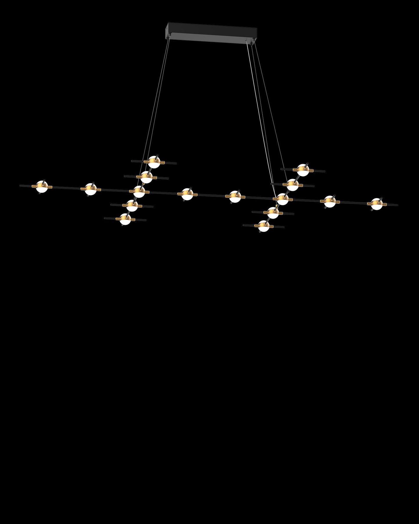 Molecular 16Lt Pendant Black With Gold Model F molecular ceiling-pendant-lights Bedroom Lounge Kitchen Hallway MD18001067-16FBG illuminati light