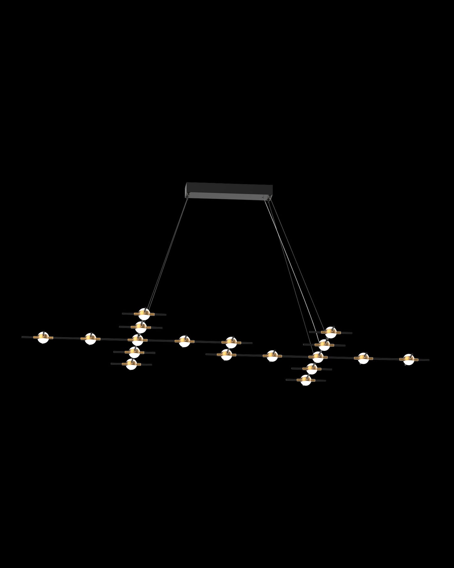 Molecular 18Lt Pendant Black With Gold Model H molecular ceiling-pendant-lights Bedroom Lounge Kitchen Hallway MD18001067-18HBG illuminati light