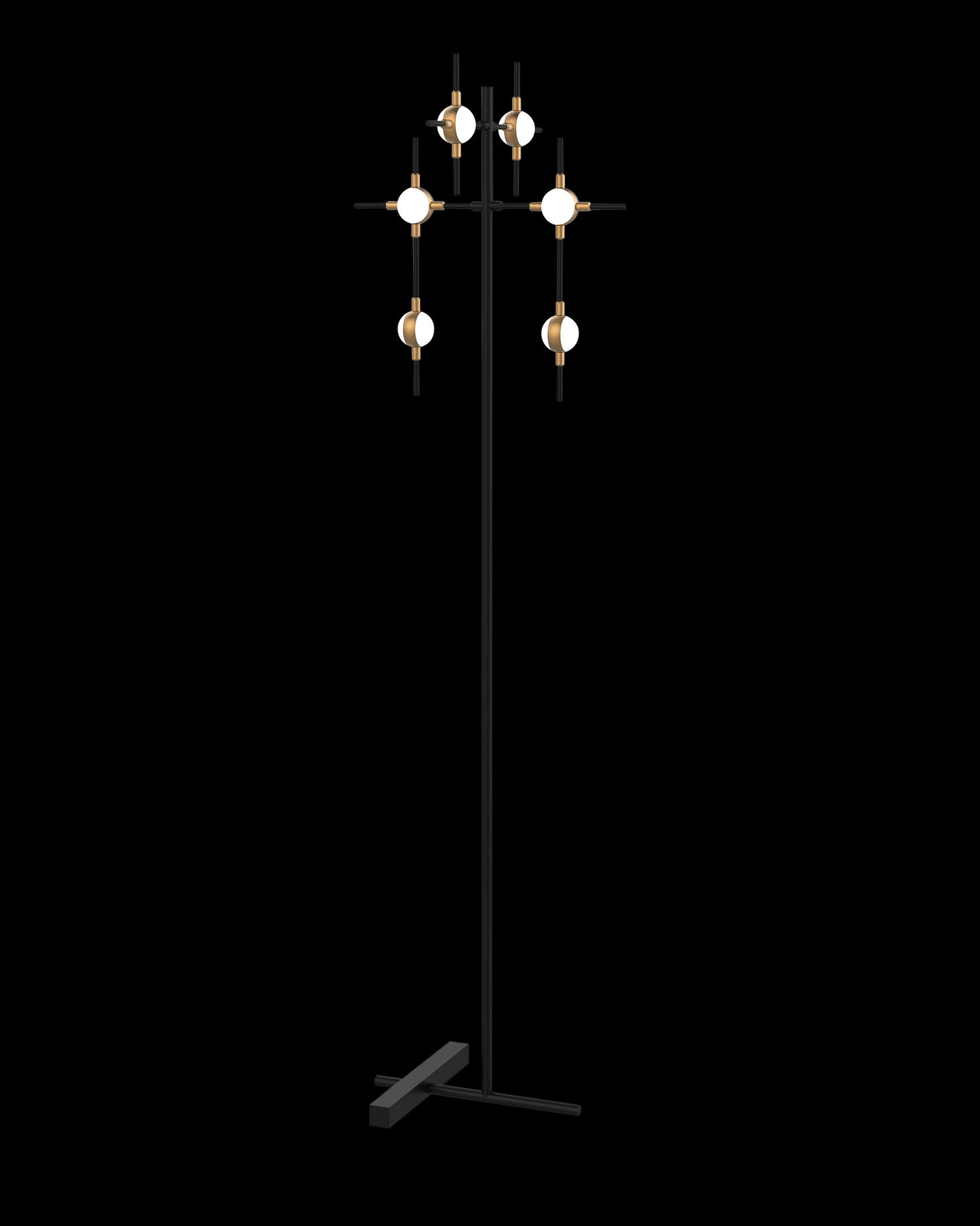 Molecular 6Lt Floor Lamp Black With Gold Model B molecular floor-lights Bedroom Lounge Kitchen Hallway ML18001067-6BBG illuminati light