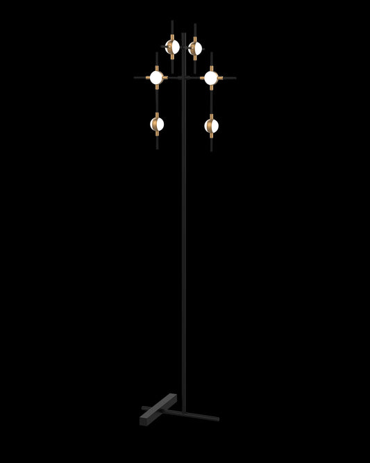 Molecular 6Lt Floor Lamp Black With Gold Model B molecular  floor-lights  Bedroom  Lounge  Kitchen  Hallway ML18001067-6BBG illuminati light