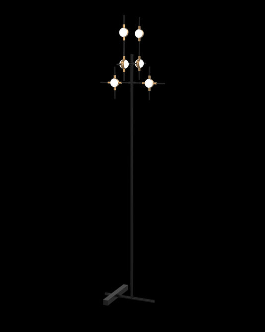 Molecular 6Lt Floor Lamp Black With Gold Model C Illuminati Light