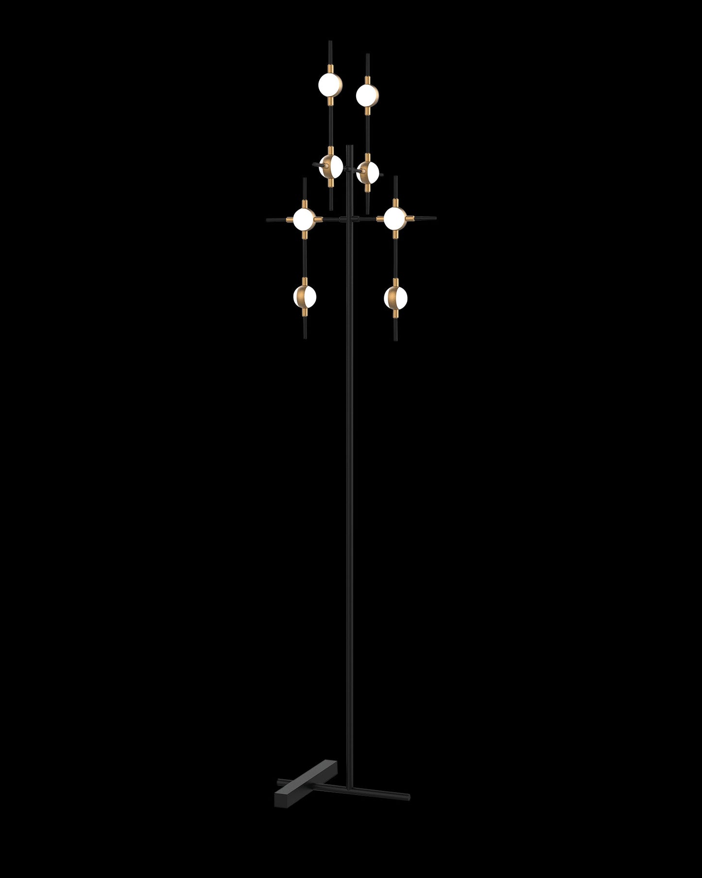 Molecular 8Lt Floor Lamp Black With Gold Model B molecular floor-lights Bedroom Lounge Kitchen Hallway ML18001067-8BBG illuminati light