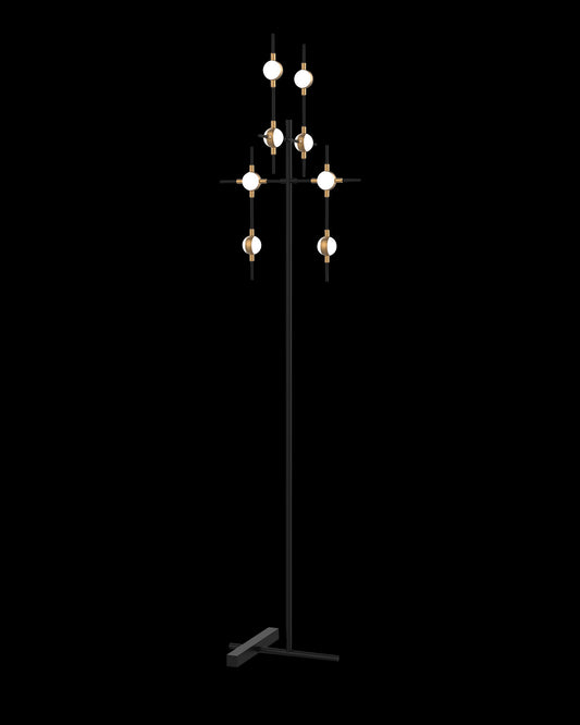 Molecular 8Lt Floor Lamp Black With Gold Model B molecular  floor-lights  Bedroom  Lounge  Kitchen  Hallway ML18001067-8BBG illuminati light