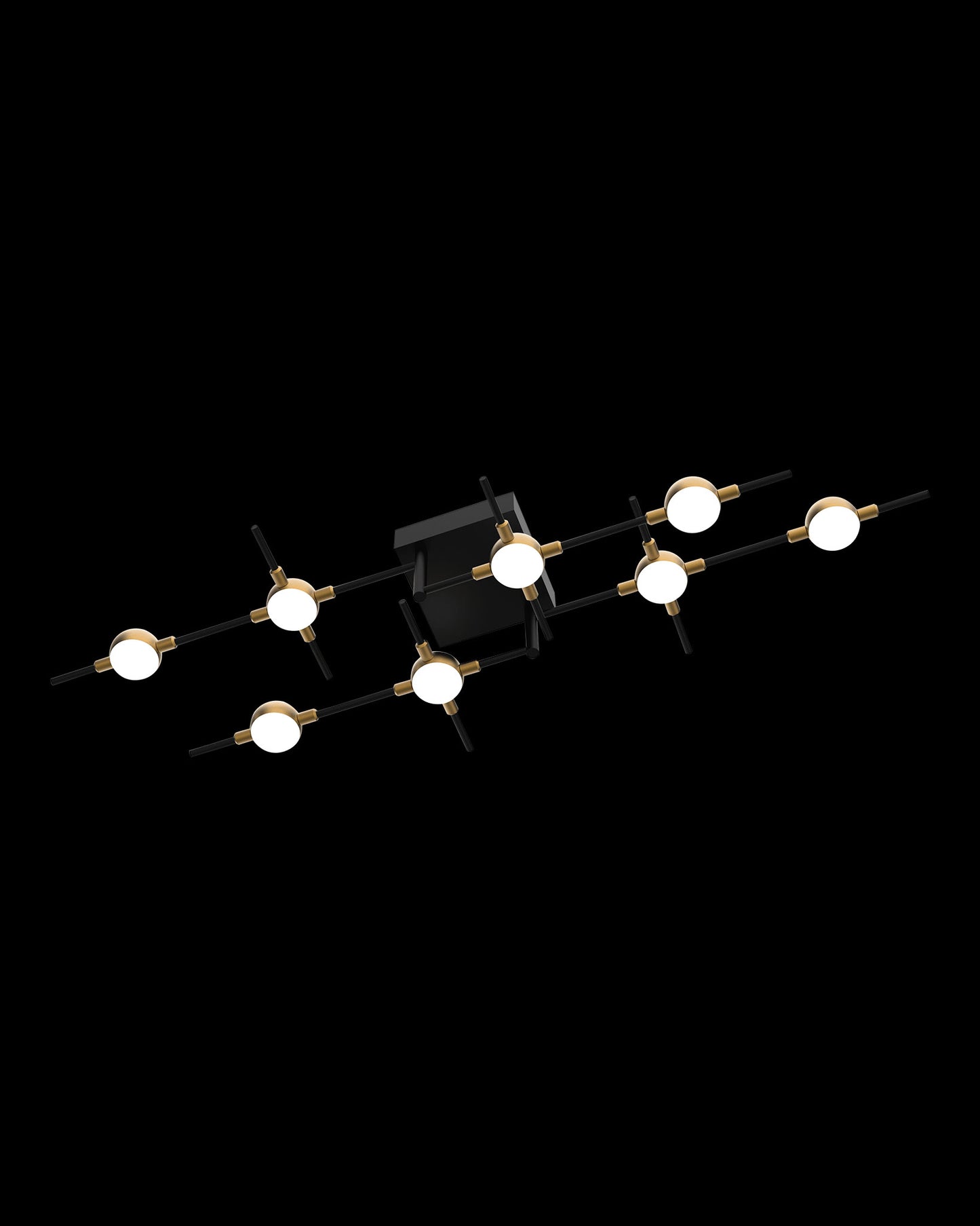 Molecular 8Lt Ceiling Black With Gold Model B molecular ceiling-pendant-lights Bedroom Lounge Kitchen Hallway MX18001067-8BBG illuminati light