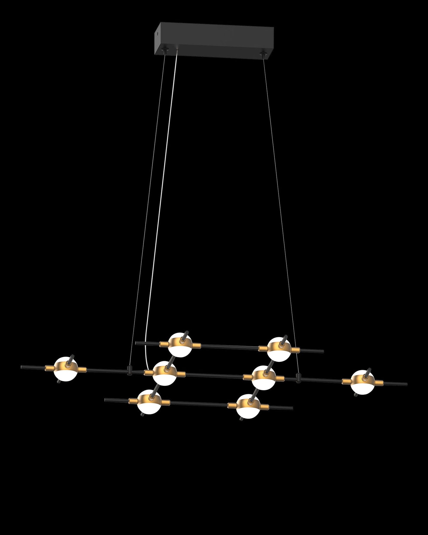 Molecular 8Lt Pendant Black With Gold Model C molecular ceiling-pendant-lights Bedroom Lounge Kitchen Hallway MD18001067-8CBG illuminati light