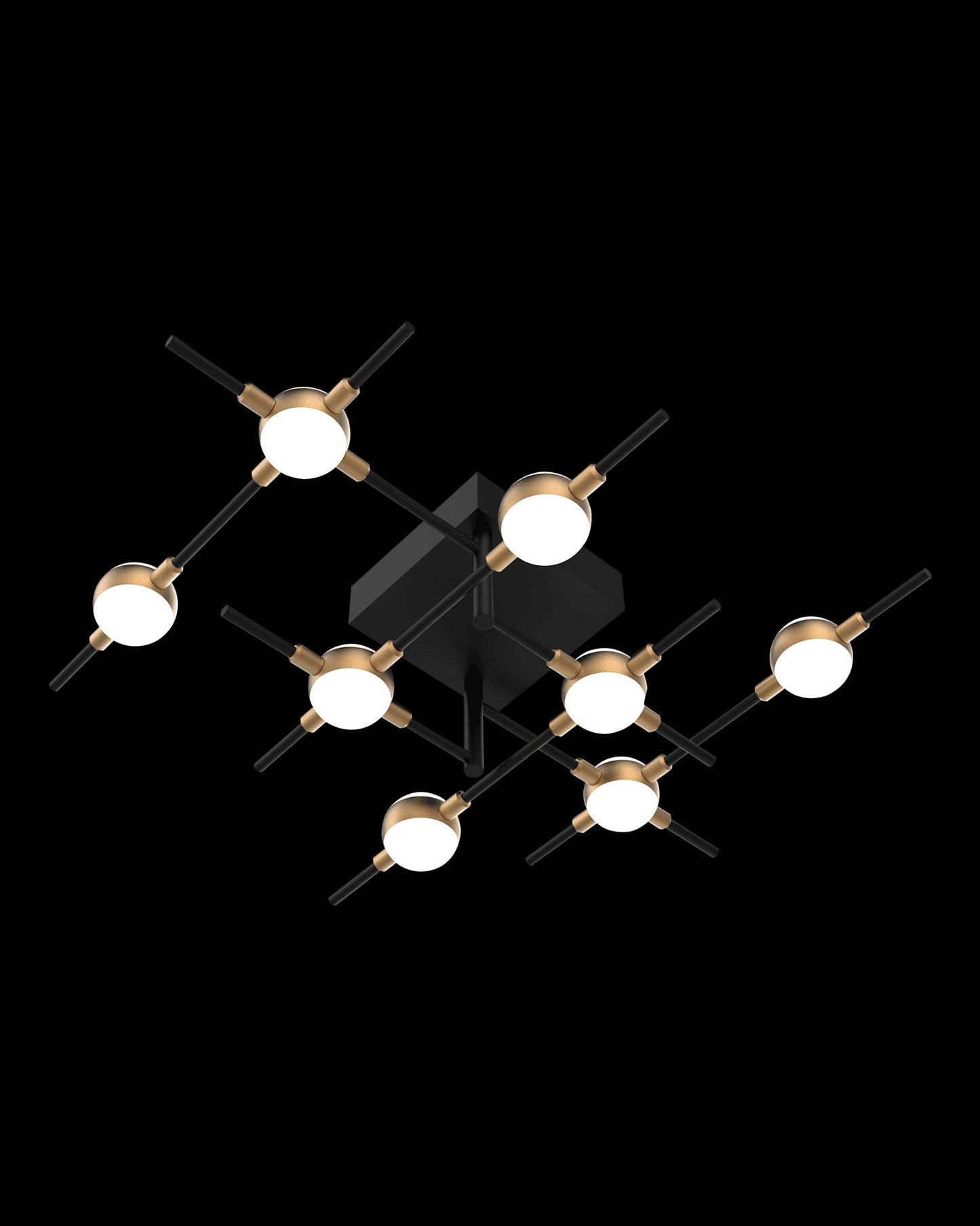 Molecular 8Lt Ceiling Black With Gold Model C molecular ceiling-pendant-lights Bedroom Lounge Kitchen Hallway MX18001067-8CBG illuminati light
