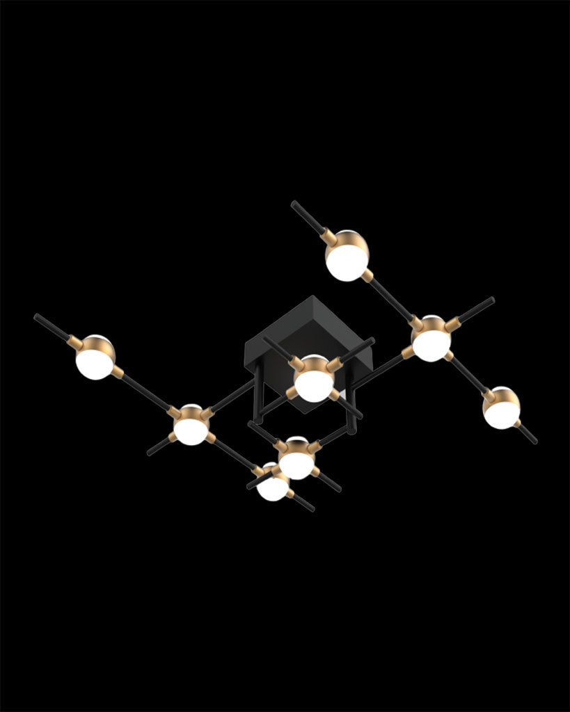 Molecular 8Lt Ceiling Black With Gold Model F molecular  ceiling-pendant-lights  Bedroom  Lounge  Kitchen  Hallway MX18001067-8FBG illuminati light