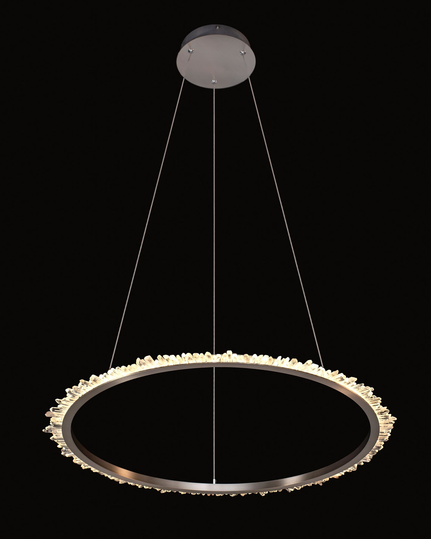 Quartz Halo Small Round Pendant 47.5cm Diam Satin Nickel quartz-halo ceiling-pendant-lights Bedroom Lounge Kitchen Hallway MD20020154-1ASN illuminati light