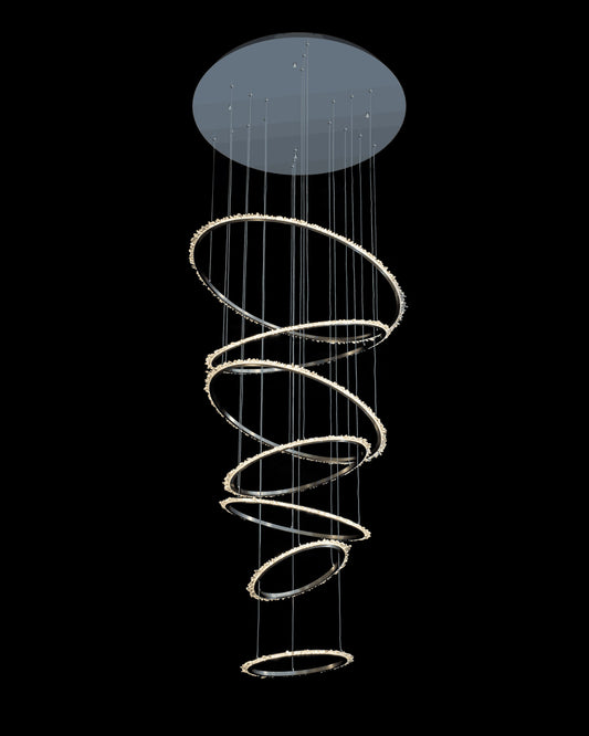 Quartz Halo 7 Ring Pendant 4 Metre Drop Satin Nickel quartz-halo  ceiling-pendant-lights  Bedroom  Lounge  Kitchen  Hallway MD20020154-7ASN illuminati light