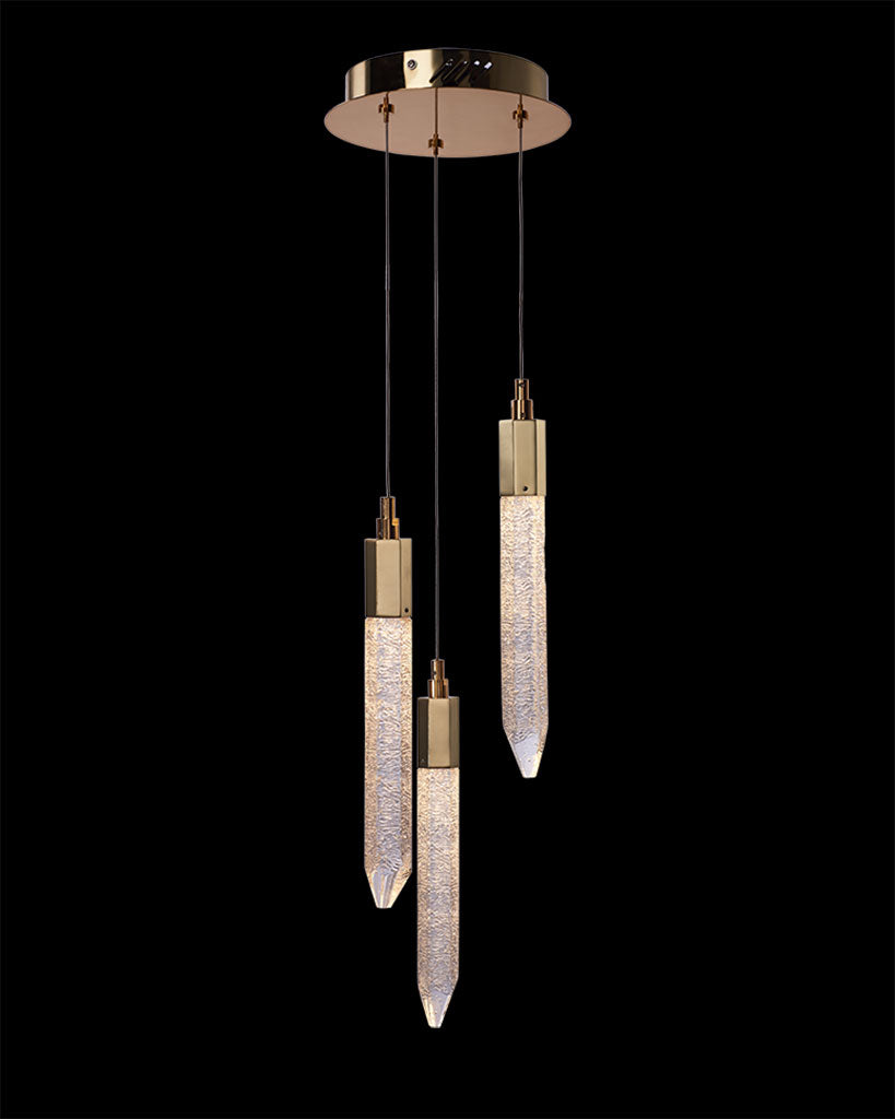 Shard 3Lt Round Pendant Gold shard ceiling-pendant-lights Bedroom Lounge Kitchen Hallway MD17003025-3BGOL illuminati light