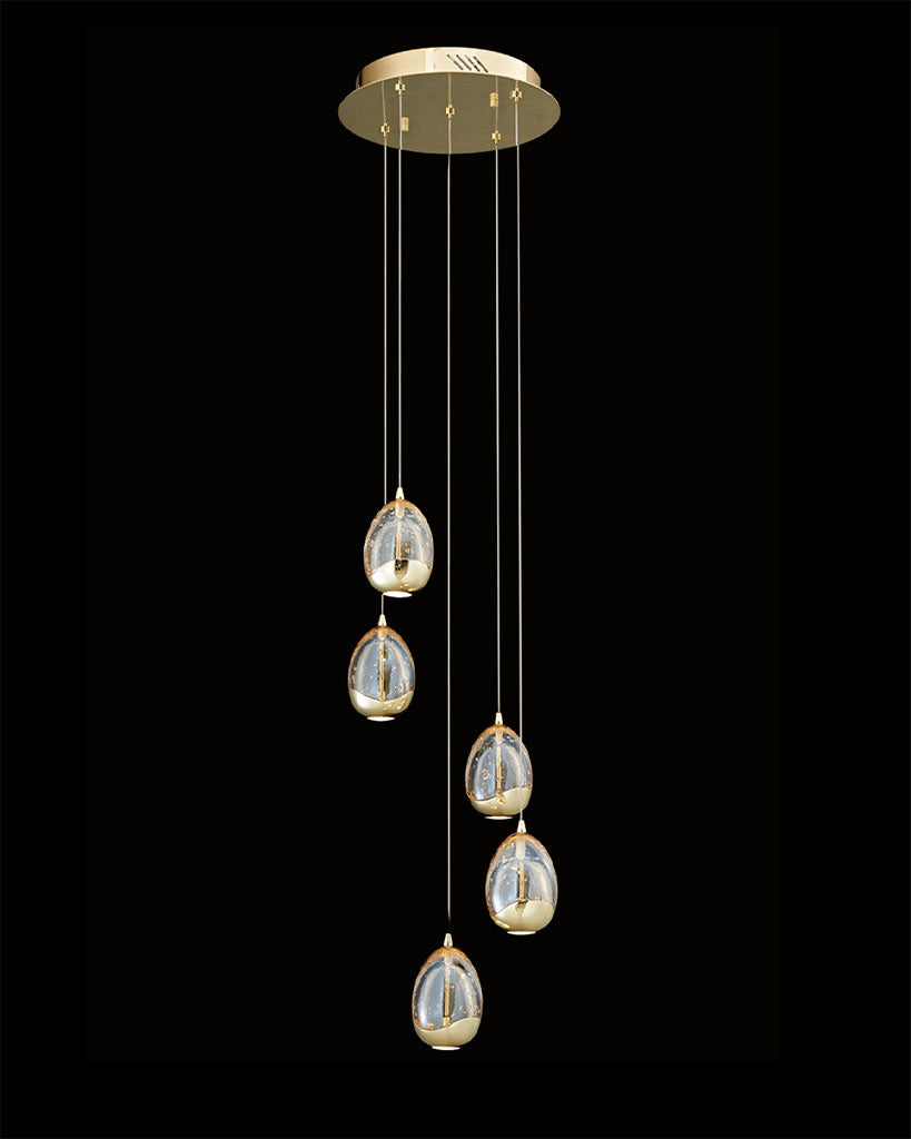 Terrene 5Lt Spiral Pendant Gold Dimmable terrene ceiling-pendant-lights Bedroom Lounge Kitchen Hallway MD13003023-5AGOLD illuminati light