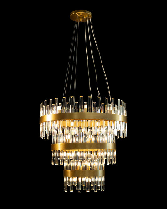 Zenna 3 Tiers pendant Gold Diam 75/55/35cm Illuminati Light