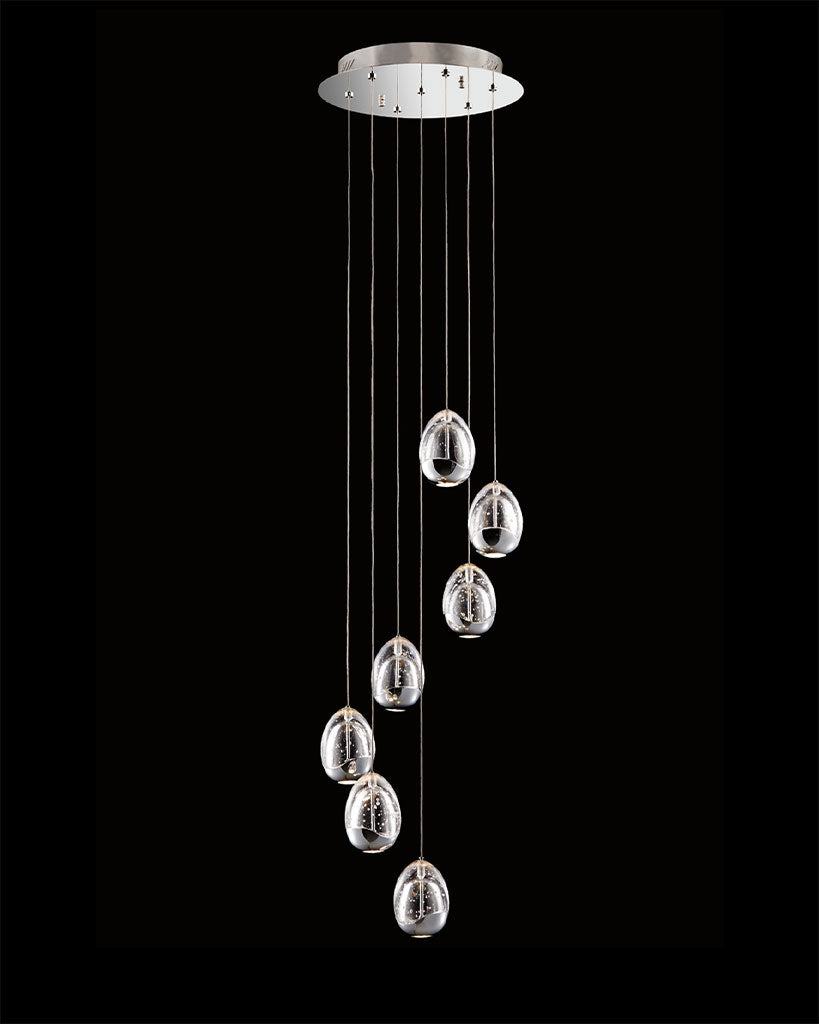 Terrene 7Lt Spiral Pendant Chrome Dimmable terrene ceiling-pendant-lights Bedroom Kitchen Hallway MD13003023-7ACHR illuminati light